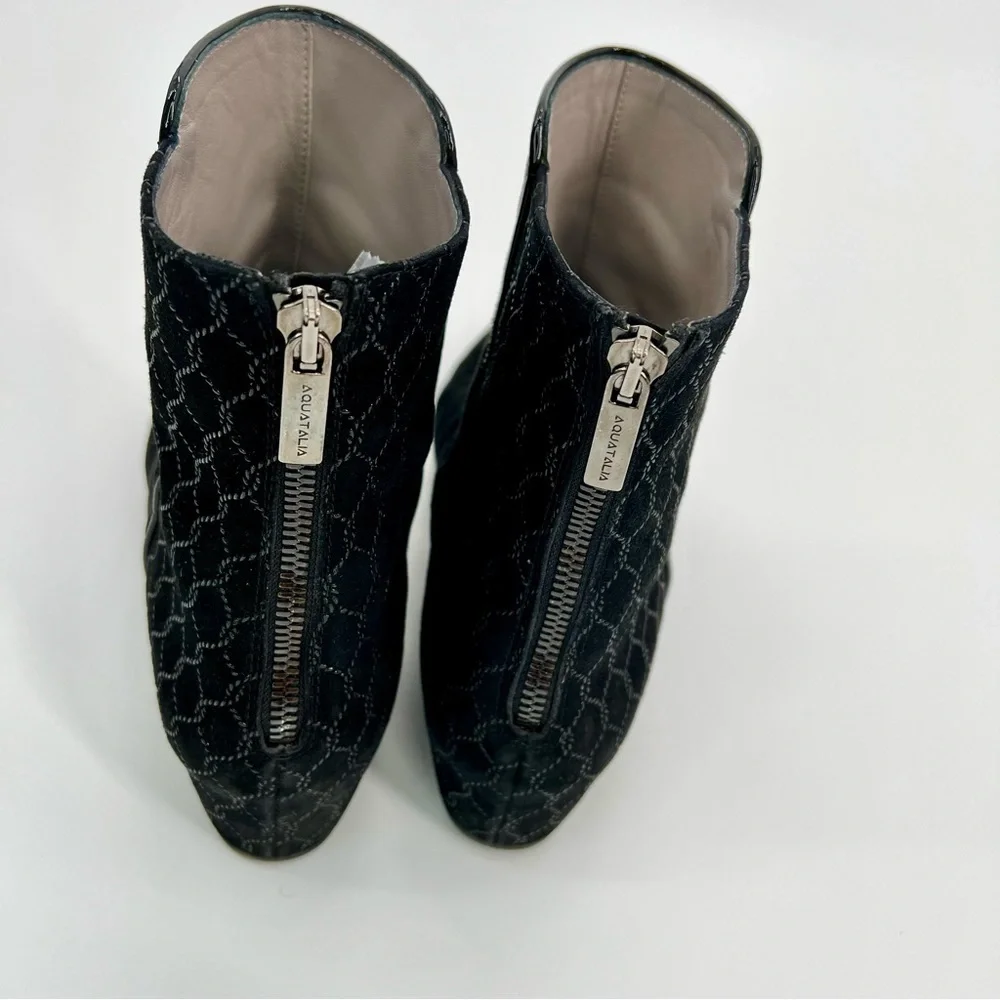 Aquatalia Women Suede Leather Chelsea Boots Black Wedge Heels Booties Size 8.5 - Picture 7 of 10